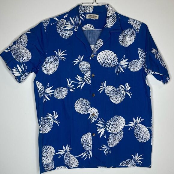 Cooke Street Blue-White Tropical Floral SS Button Shirt in Size Medium - Picture 4 of 8